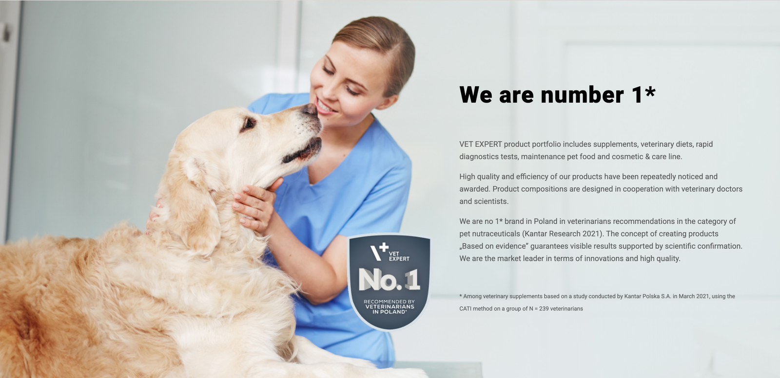 VetExpert veterinarian caring for a golden retriever